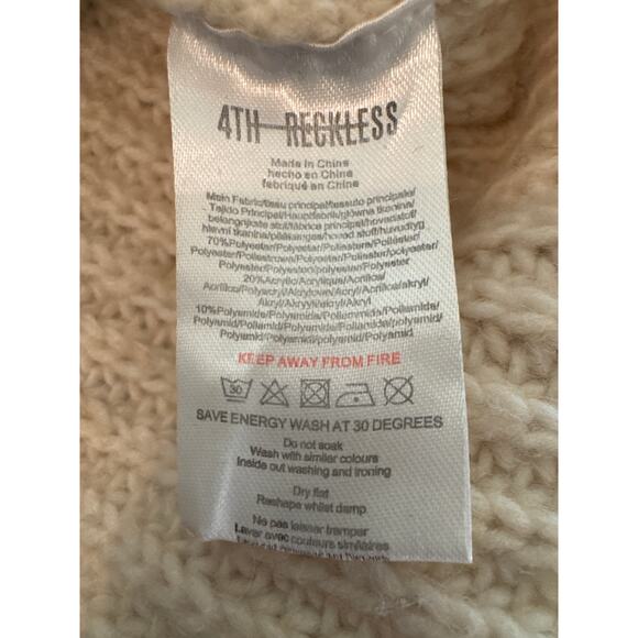 Anthropologie 4th & Reckless Colorblock Roll Neck Sweater Cream Black  Small - Picture 6 of 8